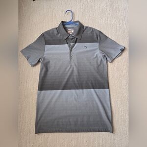 Puma Golf Dry-Cell Athletic Ombre Gray Men's Polo Shirt M Moisture Wicking